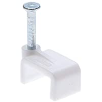 Clips de Cable Plano 100 Piezas Abrazadera 10mm para Cable Grapas con Clavos de Acero Incorporados Clips de pared…